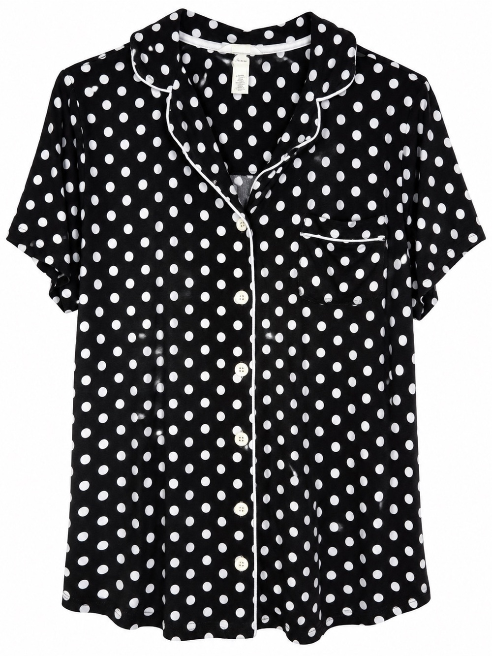 Soma Women’s XXL Black White Polka Dot Button Front Pajama Sleep Shirt